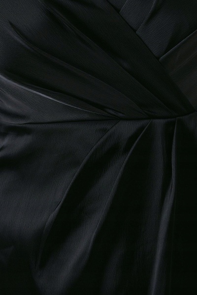 NO BRAND Rochie maxi din satin negru, cu mânecă lungă și volane, debut Londra 38