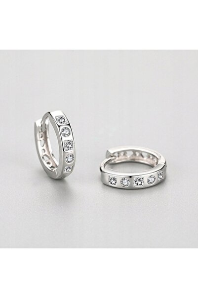 NO BRAND Cercei tip inel din argint 925 sterling cu zirconiu pentru femei