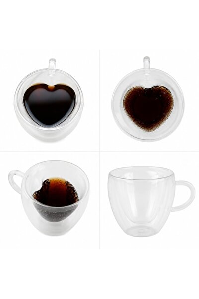 Ruhhy Thermal mug, 240 ml, double-walled borosilicate glass with 3D heart, 10...