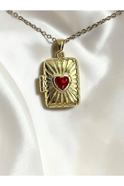 AUREON GOLD Kadın Çelik Açılabilir Fotoğraflı Madalyon Kolye