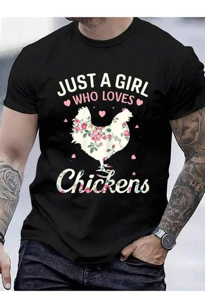 45 BPM تي شيرت نسائي من القطن بنسبة 100%، بتصميم "Just A Who Loves Chickens، ...