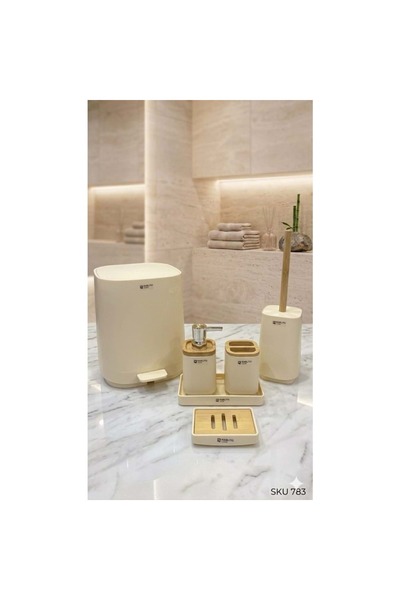 PABLİTO konak alışveriş PBT.783.BJ -BANYO SETİ KARE PEDALLI BEJ