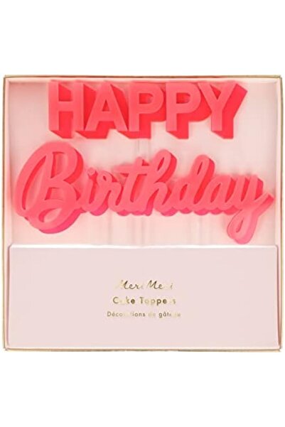 Yıldızan Happy Birthday Pink Acrylic Cake Decoration 931845