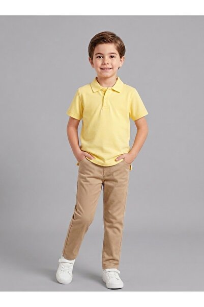 NACAR STORE Unisex Kids 2-Piece Combination Light Yellow Short Sleeve Polo Co...