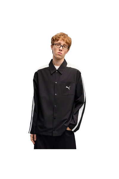 Puma T7 Relaxed Woven Erkek Siyah Günlük Stil Gömlek 63836201