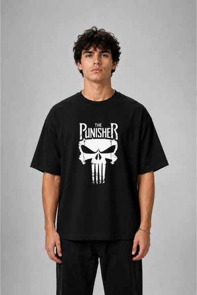 cesita Μπλουζάκι The Punisher με στάμπα, μεγάλου μεγέθους, από βαμβάκι, σε μα...