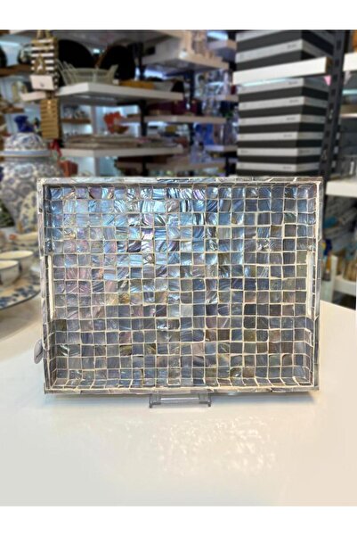 Sever MAVİ SEDEFLİ DİKDÖRTGEN TEPSİ 43X33CM