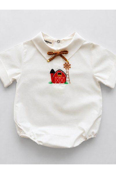 il mio bambino Handmade 100% Cotton Farm Concept Embroidery Work Baby Boy Shirt