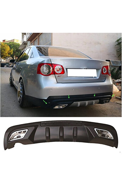 HasAkman Vw Jetta Mk5 Difüzör Difizör Siyah + Kare Egzoz Görünüm C Tip