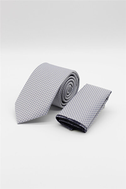 İmza Gray-Navy Blue Patterned 7 cm Tie 1090260115