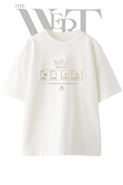 THEWERT King Element Design T-shirt sa printom, unisex, bela, veće veličine