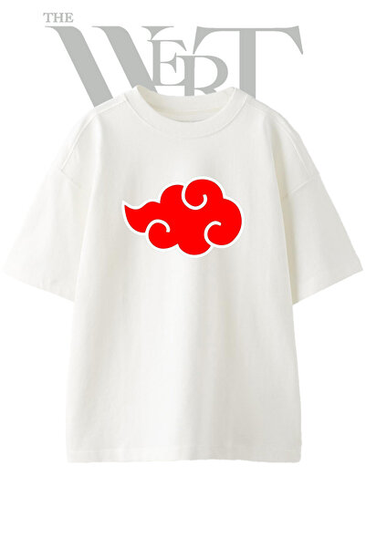 THEWERT Tricou oversize alb unisex cu imprimeu Akatsuki Cloud_1 Design