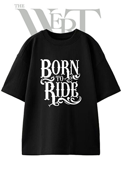 THEWERT Μπλουζάκι Unisex Μαύρο Oversize με στάμπα Born To Ride Design