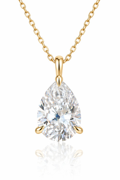 MEETMAY 18K Gold Plated S925 Silver Pear Cut Moissanite Pendant Necklace - 1c...