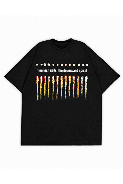 Grafftee Clothing تي شيرت مطبوع عليه Nine Inch Nails للجنسين مقاس كبير