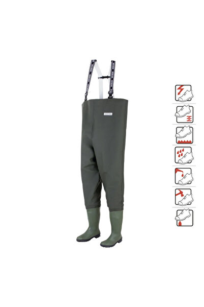Ocean Work boots without toe cap, waterproof, Danubio trousers, HI OB WR, gre...