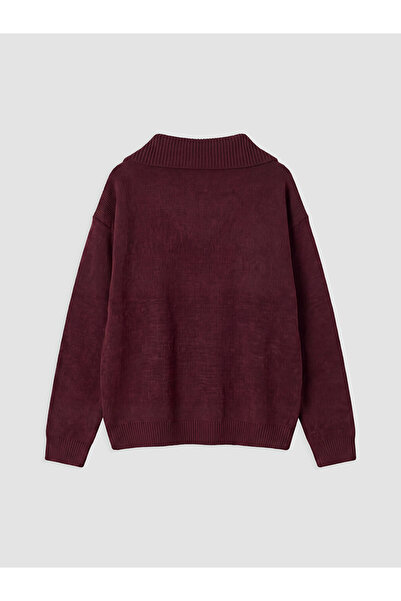LC Waikiki Polo Collar Stoned Girls' Knit Sweater