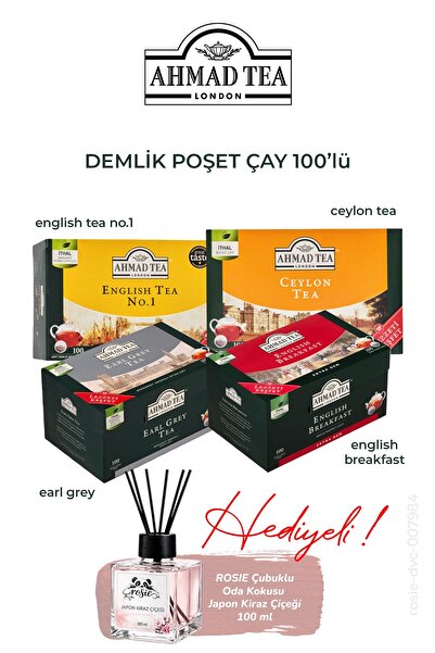 Ahmad Tea 100-Pack Teapot Tea Bags 4 Packs Mixed 320 G, Rosie Fragrance