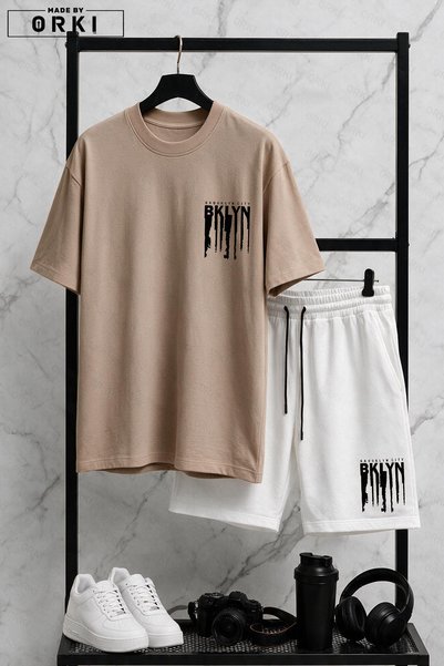 EFFRENATU Be Kind Printed Plus Size Unisex T-Shirt & White Shorts Set