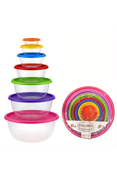 Feelings 7 Piece Plastic Food Storage Containers Set with Airtight Color-Code...