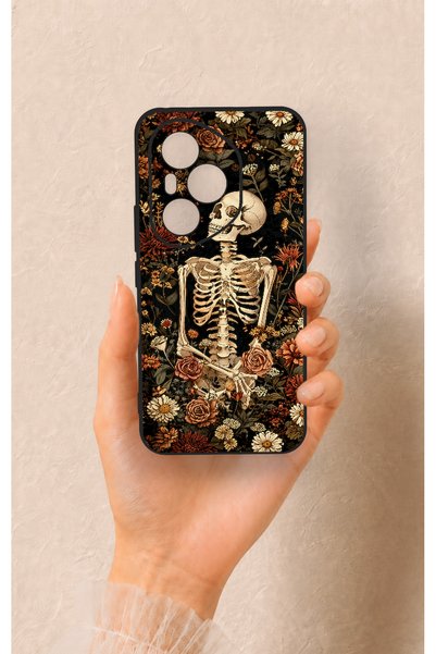 Vip Case غطاء سيليكون متوافق مع هاتف هونر 400 برو بنمط هيكل عظمي زهري
