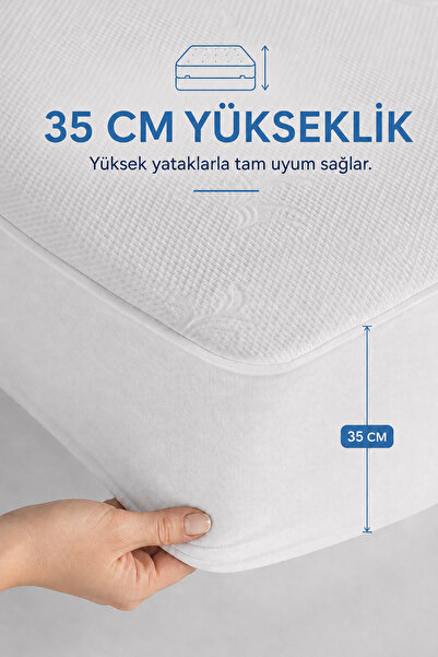 Karden Flower Elite Bamboo Extra Quiet 90X200 Single Bed Protector Liquid-Proof Fitted Mattress Cover