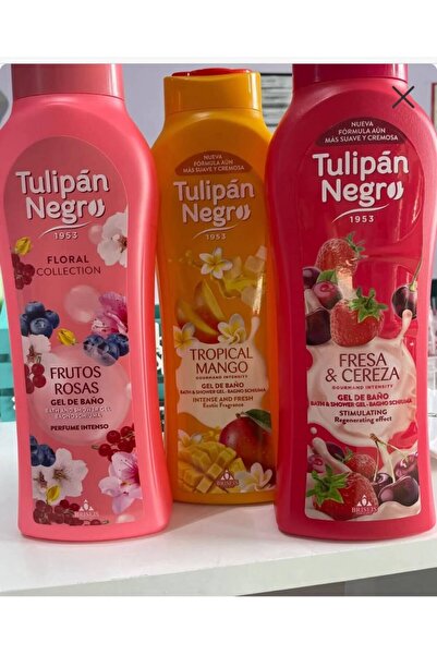 Tulipan Negro Set 3 x gel de dus - Frutos Rosas, Mango, Cereza