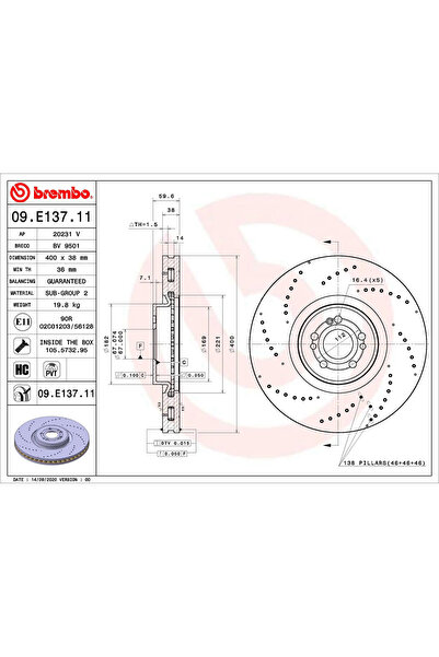 Brembo Set Discuri Frana Mercedes-Benz Gle/Gls 2018-2023