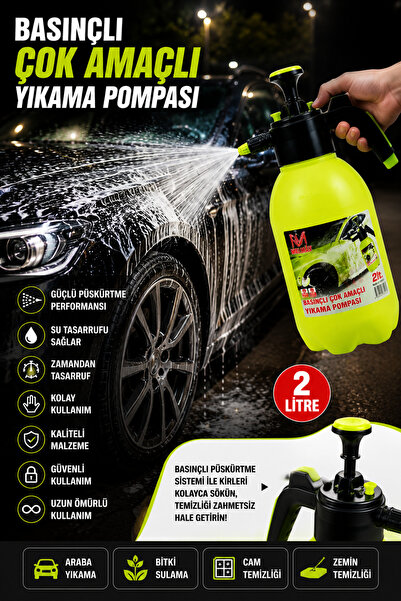 SNSTİCARET 2 Litre Basınçlı Yıkama Pompası El Tipi Basınçlı İlaçlama Spreyi -...