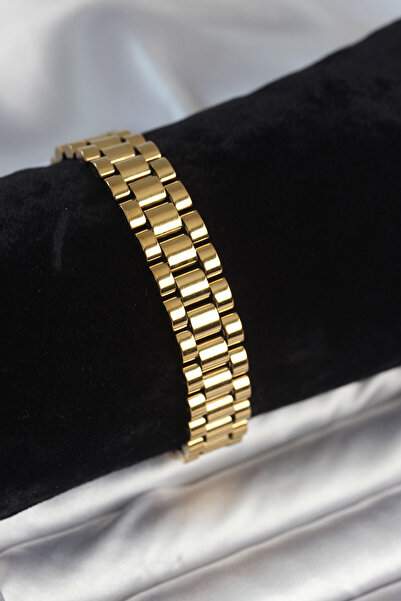 Mega Bazaar 316L Steel Gold Color 12 mm Thickness Men's Bracelet