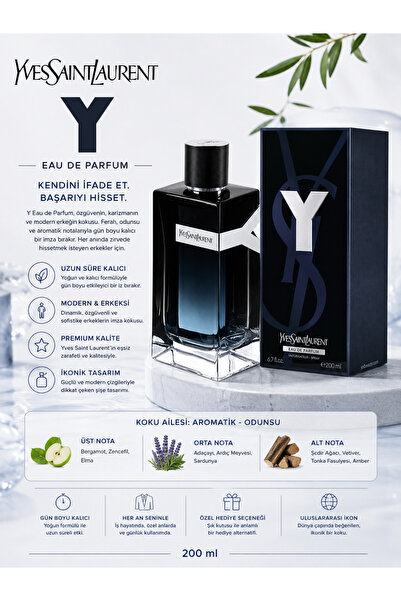 Yves Saint Laurent Y Eau de Parfum – Odunsu ve Aromatik Notalarla Ferah Erkek...
