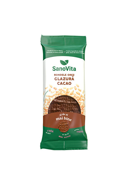 Sano Vita Inele de orez cu glazură de cacao 66G