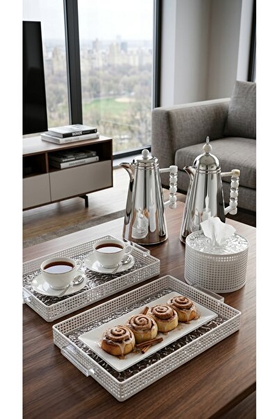 Generic Luxury Tea and Coffee Set with Serving Trays and Tissue Box Elegant a...