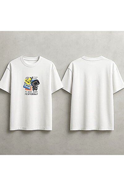 ELFERA Retro Cassette Nostalgic S Music White Printed Tshirt