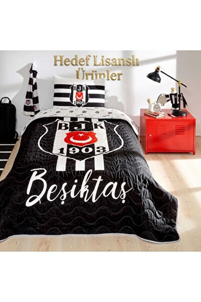 HDFLÜ Taç LisanslıBeşiktaş Stripe Yatak Örtüsü Seti Tek Kişilik