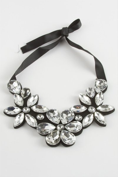 ZERO LAND Aconcept Flower Stone Collar (233205) Necklace-Silver Color