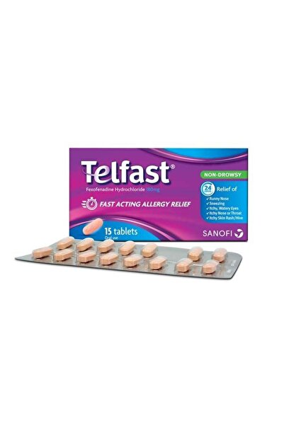 TELFAST 180mg Fast Relief for Skin Allergy - 15 Tablets