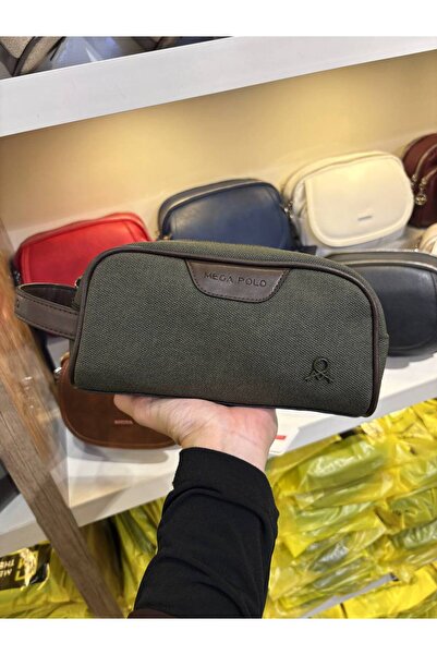 Çanta Trend M 433 Canvas Handbag / Clutch / Makeup / Shaving Bag Gray-Brown