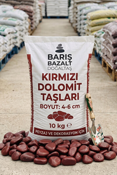 Barış bazalt doğaltaş Kırmızı Dolomit Taşı 4-6 cm- 10 KG - Doğal Dekoratif Ba...
