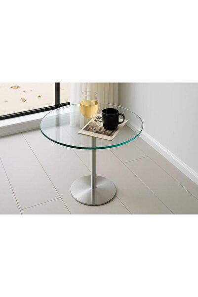 homejoyz طاولة جانبية من المعدن والزجاج من بينيفيستا، مقاس 55 × 40 سم، لون فضي