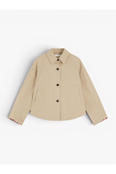 Tommy Hilfiger COTTON SHORT JACKET Kadın Bej Mont - WW0WW49844