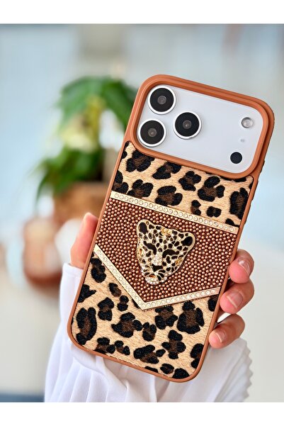Go Aksesuar Iphone 17 PROMAX Uyumlu ELMAS Tasarımlı Kaplan Taşlı Işıltılı Parlak Pırlanta Silikon Kılıf