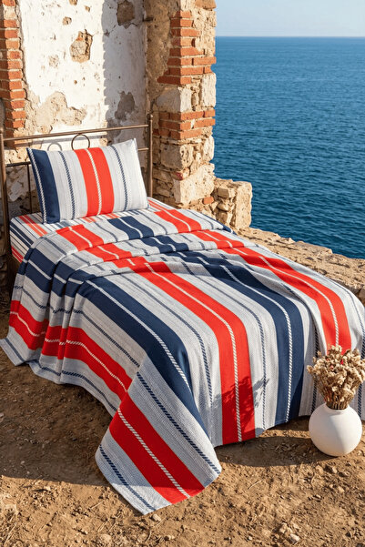 Menderes Home La Notte Marin Stripe Single 3-Piece Pique Set 160X230 + 100X20...