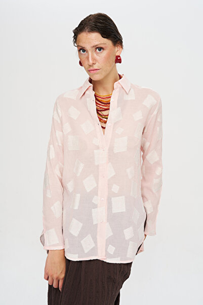 Orfeo Negro Women's Geometric Patterned and Buttoned Powder Shirt