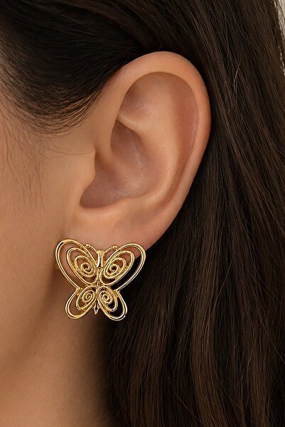 Nazellaa Gold Plated Butterfly Füsun Earrings