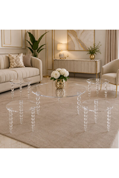on home طقم طاولة شاي أكريليك أرضية من 5 قطع