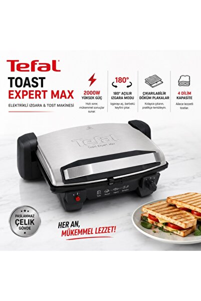 TEFAL Toast Expert Max 2000 Watt Elektrikli Izgara & Barbekü Özellikli Tost M...