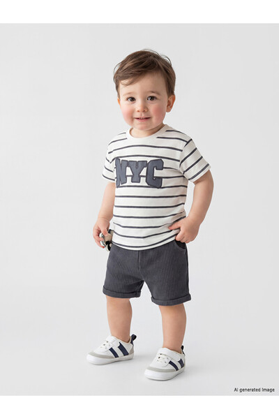 LC Waikiki NYC Printed Baby Boys' T-Shirt and Shorts Set