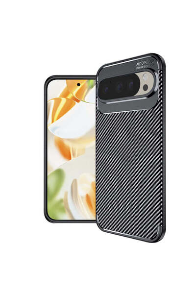 Techsuit Husă pentru Google Pixel 9 Pro, Fibră de carbon, negru - negru