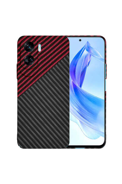 Techsuit Husă pentru Honor 90 Lite, Carcasă din fibră de carbon, roșu închis ...